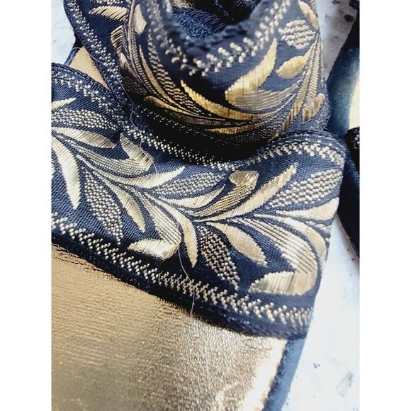 Honeybugs Sandals Strappy Black And Gold Ornate Slip On 2" Heel Vintage - Picture 4 of 8